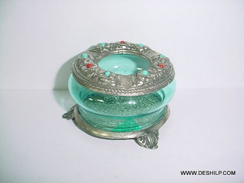 Green Colored Glass Ashtray