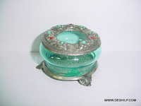 Green Colored Glass Ashtray Design Type: Wheel Throwing