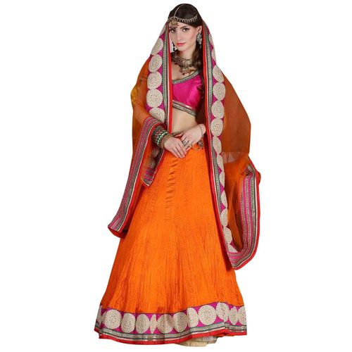 Occeanus Orange and pink Net Designer Lehenga Choli