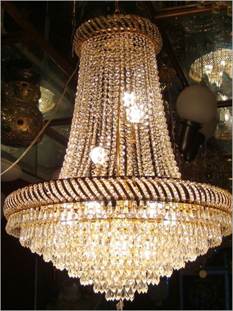 Glass Golden Crystal Chandelier - Finish: Handmade