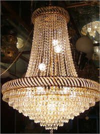 Glass Golden Crystal Chandelier - Finish: Handmade