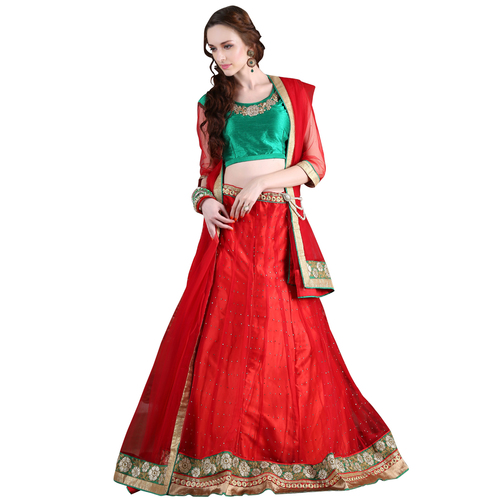 Occeanus Red Net Designer Lehenga Choli