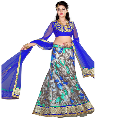 Occeanus Blue Bhagalpuri Designer Lehenga Choli