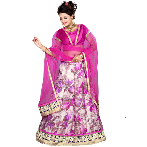 Occeanus Pink Bhagalpuri Designer Lehenga Choli