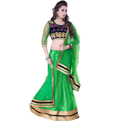 Occeanus Green Net Designer Lehenga Chloli
