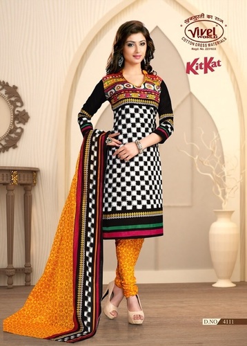 Vivel Kitkat Cotton Printed Dress Material