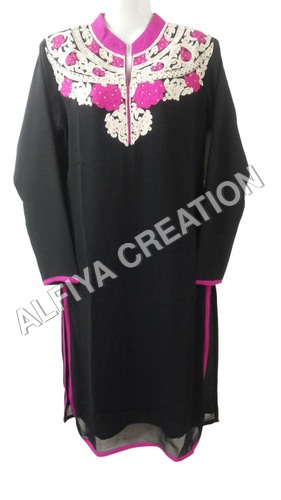 Two Tone Color Thready Embroidery Fancy Kurti Tunic