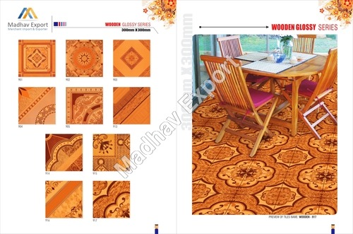 300 X 300 Mm Wooden Glossy Ceramic Floor Tiles
