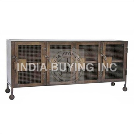 Antique Industrial Sideboard On Wheels