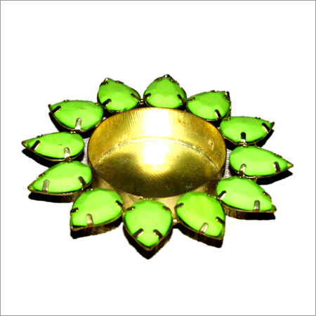 Colored Tea Light Holders - Brass & Glass, Diameter: 4 inches, Vibrant Green Color | Charming Fragrance, Customizable Sizes, Elegant Floral Design