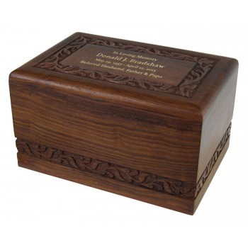 Saint Jackson Wood Urn - Wood, 12x8x6 inches, Dark Brown | Elegant Design, Classy Finish, Keeps Ashes, Traditional Designs