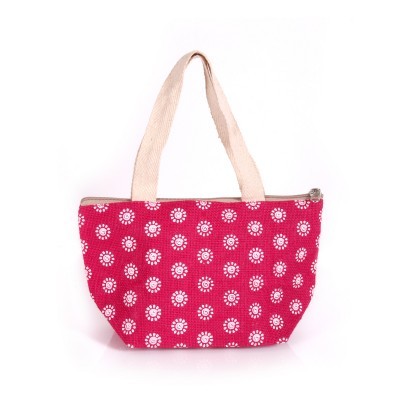 Jute Hand Bag Mini With Flower Prints