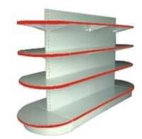 Round Head Double Shelves Side Rack - Metal, 1000x1000x1600mm, White & Red | 120kg/layer Capacity, Easy To Operate, Strong Design