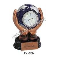 Desktop With Globe & Clock