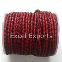 Red & Black Multi Color Braided Leather Cord