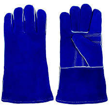Blue Split Leather Welding Gloves