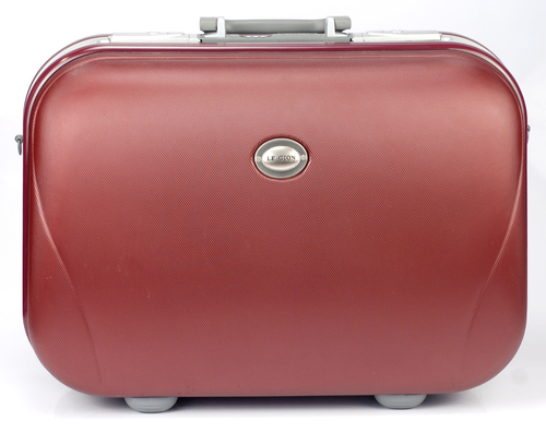 Leather Bags - Abs Plastic 16x11x6 Inches Burgundy, Zipper Closure, Retractable Handle, Two Wheels, Ample Storage