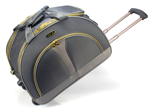 Leather Bags - Genuine Leather 22x15x10 inches, Zipper Closure, Multiple Compartments, Two Spinner Wheels, Extendable Trolley Handle