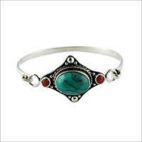 Coral Turquoise 925 Sterling Silver Bangle