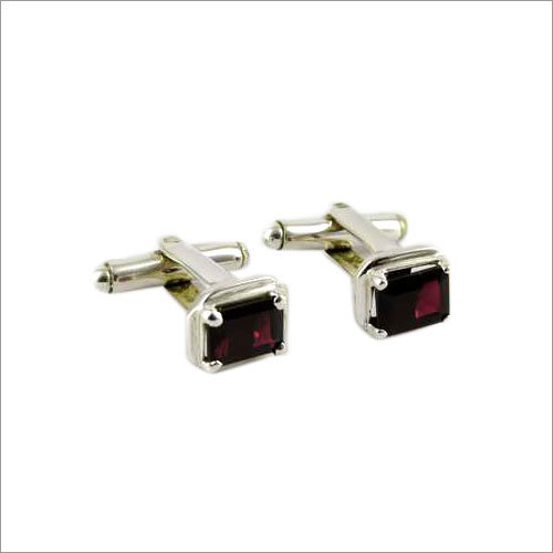 Unique Red Garnet 925 Sterling Silver Cufflinks