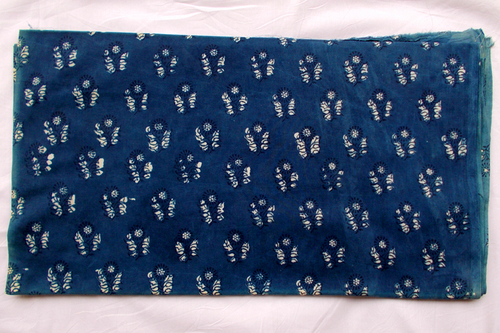 New Sunflower Indigo Dabu Hand Block Print Running Design 08