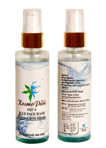 Kosmopure Aqua Blue Face Wash - Wax Gel Form, Herbal Extracts Infused | Deep Cleansing, Radiant Skin Boost, Gentle Daily Use