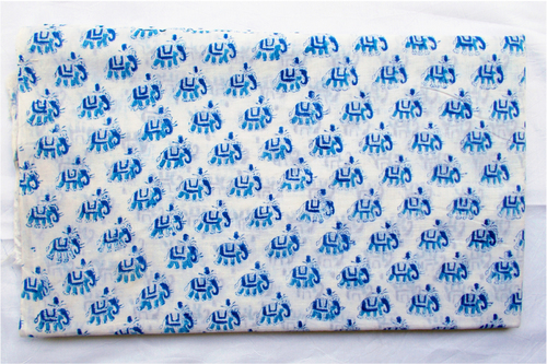 New Small Elephant Hand Block Printed 100% Cotton Fabric