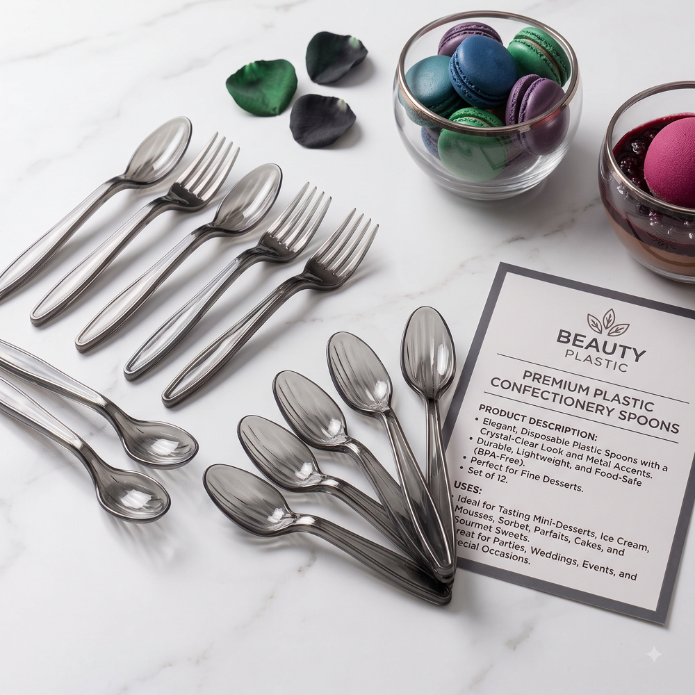Premium Disposable Cutlery Kit - Plastic Material | Heavy Weight, Sturdy Design, Easy to Clean, Airtight Packaging, Reusable for Various Occasions