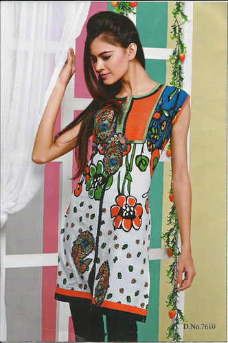 Designer Kurti - Cotton, Knee-Length, White | Stylish Design, Comfortable Fit, Cap Sleeves, Round Neck