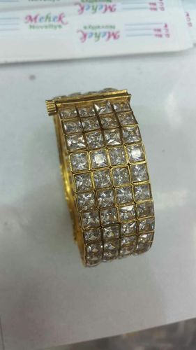 Fancy Kundan Kada - Gold, 2x1 Inches | Elegant Design, Kundan Stones, Polished Finish, Durable, Luxury Look