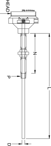 THERMOCOUPLE WITH FLAME PROOF ENCLOSURE AND NUN ASSEMBLY