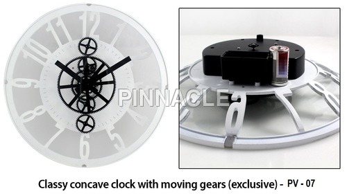 Classy Concave Clock With Moving Gears (Exclusive)