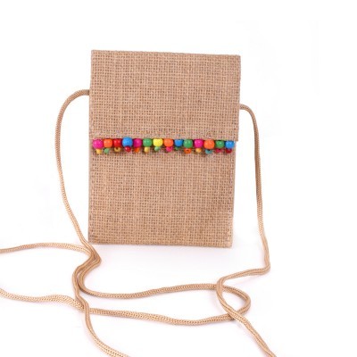 Jute Sling Bag Small - Jute Fabric, 5x3.8 Inch | Eco-Friendly, Lightweight, Durable, Drawstring Closure