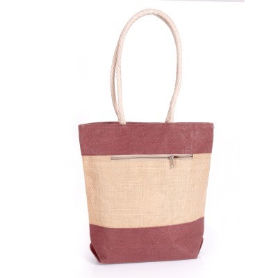 Jute Hand Bag With Zipper