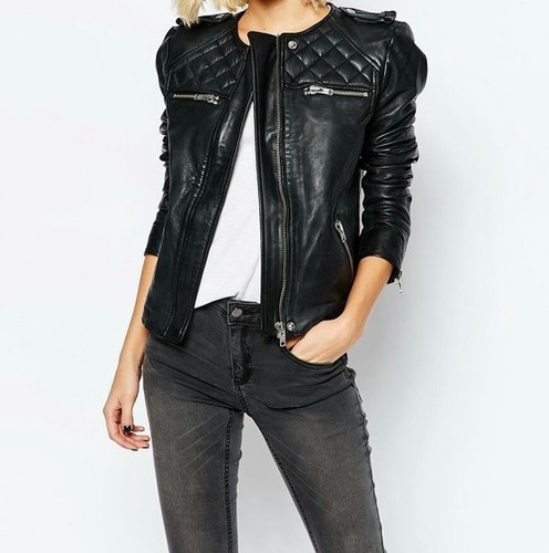 Black Ladies Leather Jacket