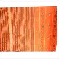 Orange Katha Stitch Saree