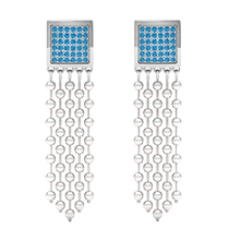 18K White Gold Earring with Swiss Blue TopazPearl