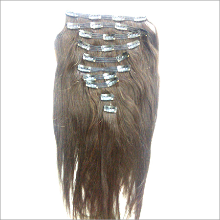 Clip On Extension - 100% Human Hair, 18 Inches, Brown | 7 Clips, Tangle Free, Bouncy, Natural Look