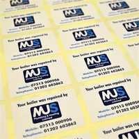Printed Self Adhesive Sticker Label - Gummed Adhesive Paper, Rectangle Shape, White Color | Moisture Resistant, Durable, Multi-application