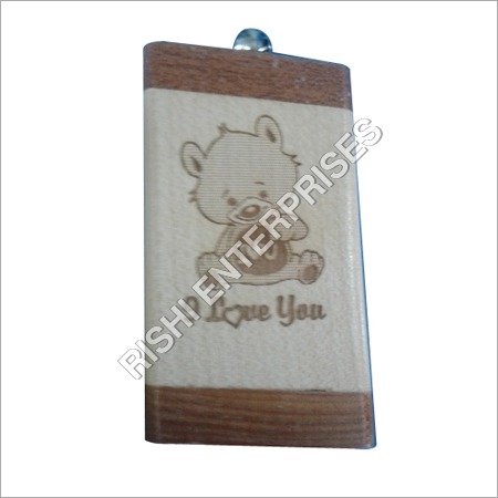 Rectangle Design Wooden Keychain