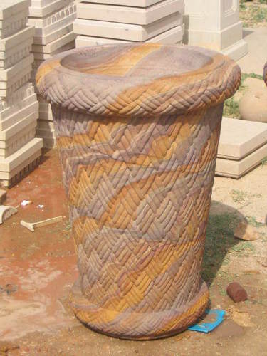 Flower Pot - Stone, Cylindrical Shape, Variable Height & Diameter | Aesthetic Design, Durable, Weatherproof, Moisture Retention, Airflow Permeable