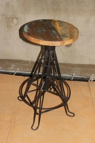 Metal Stool with Wood Top