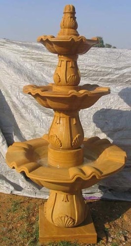 Fountain - Sandstone, 150-200cm, Beige | Three-Tier Decorative Water Feature Outdoor Decor