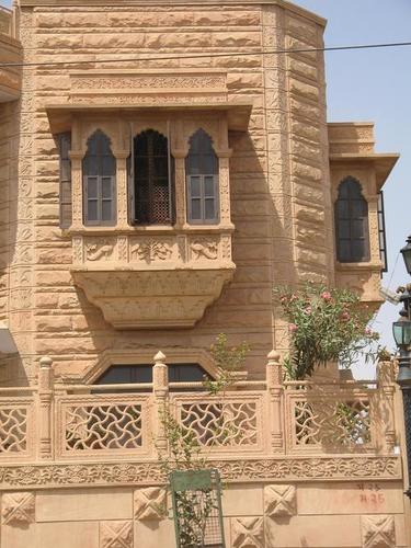 Window in jodhpur heritage pink sandstone