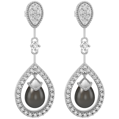 18K White Gold Earring with Diamond & Black Spinal