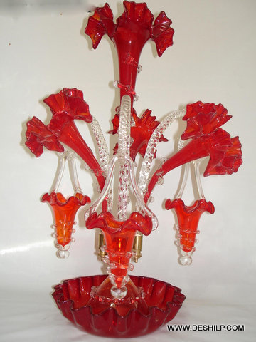 Red Color Glass Epergne