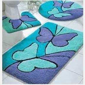 Sea Green & Purple Designer Bath Mat