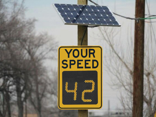 Warning Signal Solar Speed Limit Board