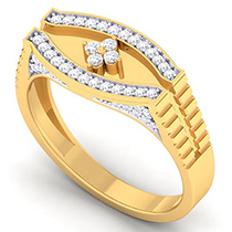 18K Yellow Gold Ring with Diamonds