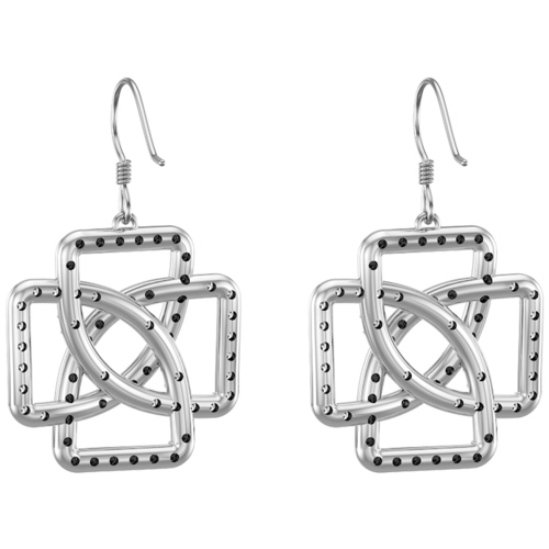 18K White Gold Earring with Black Spinal & White Sapphire
